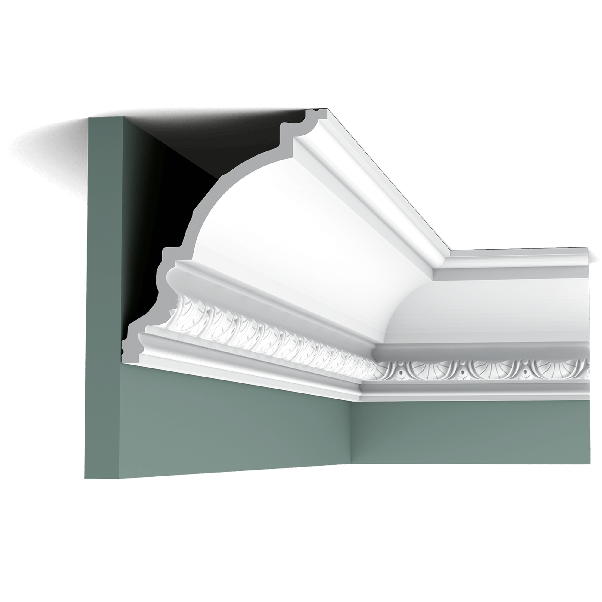 c301 cornice moulding 03ff Classic cornice moulding with ornate details. This profile is displayed to get the best out of larger rooms.