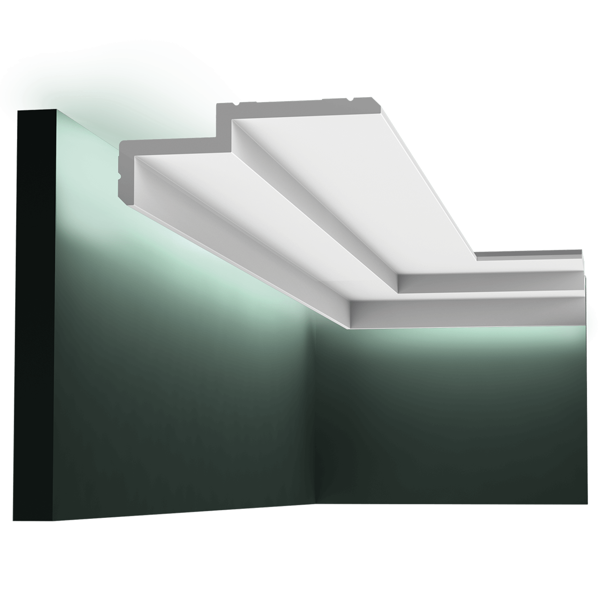 c391 downlighter 5062 This clean, modern profile from the Steps range can also be used to conceal LED lighting. The angled corners above and below provide additional subtle shadow lines. Designed by Orio Tonini.