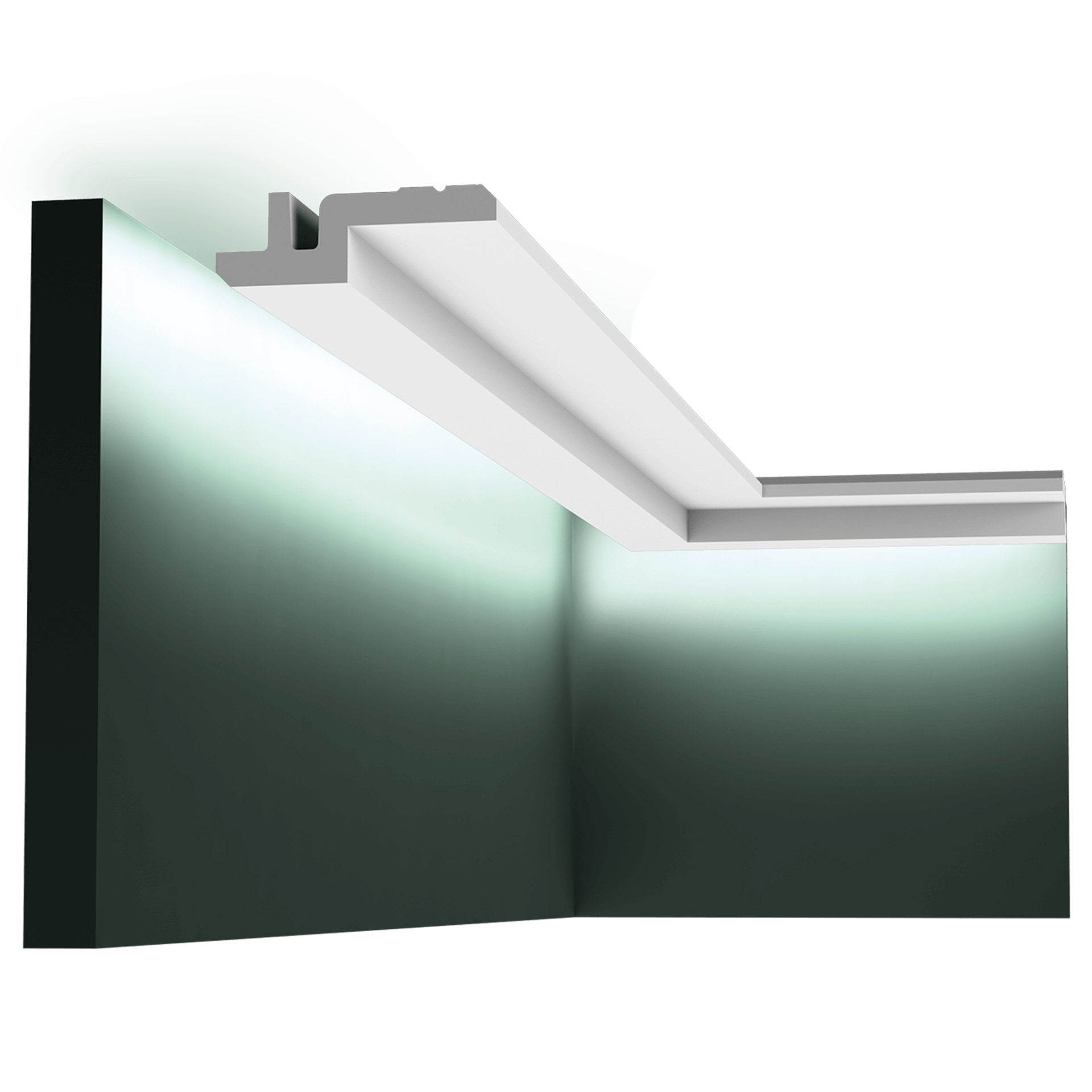 c394 downlighter e5a3 This clean, modern profile from the Steps range can also be used to conceal LED lighting. The angled corners above and below provide additional subtle shadow lines. Designed by Orio Tonini.