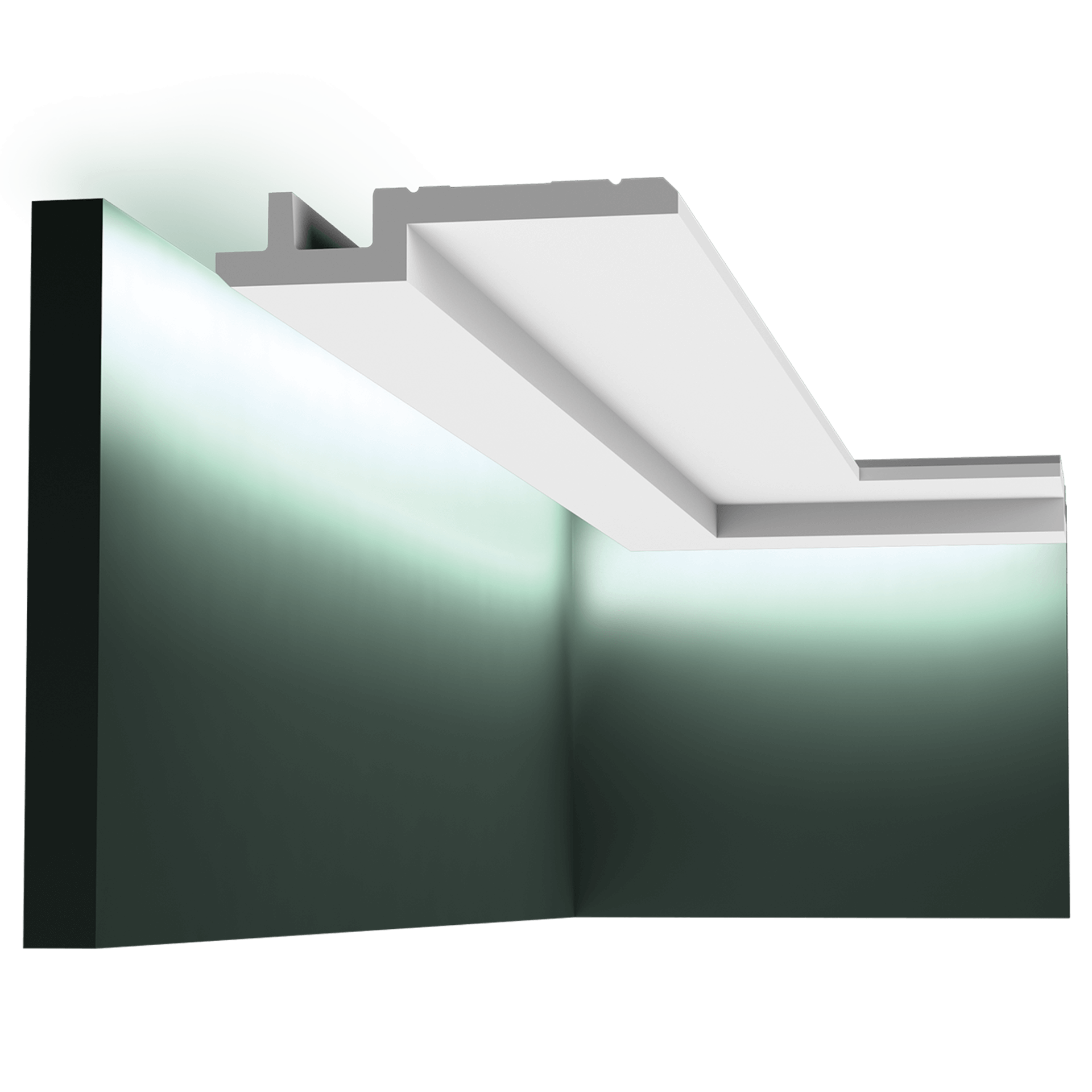 c395 downlighter 0af9 This clean, modern profile from the Steps range can also be used to conceal LED lighting. The angled corners above and below provide additional subtle shadow lines. Designed by Orio Tonini.