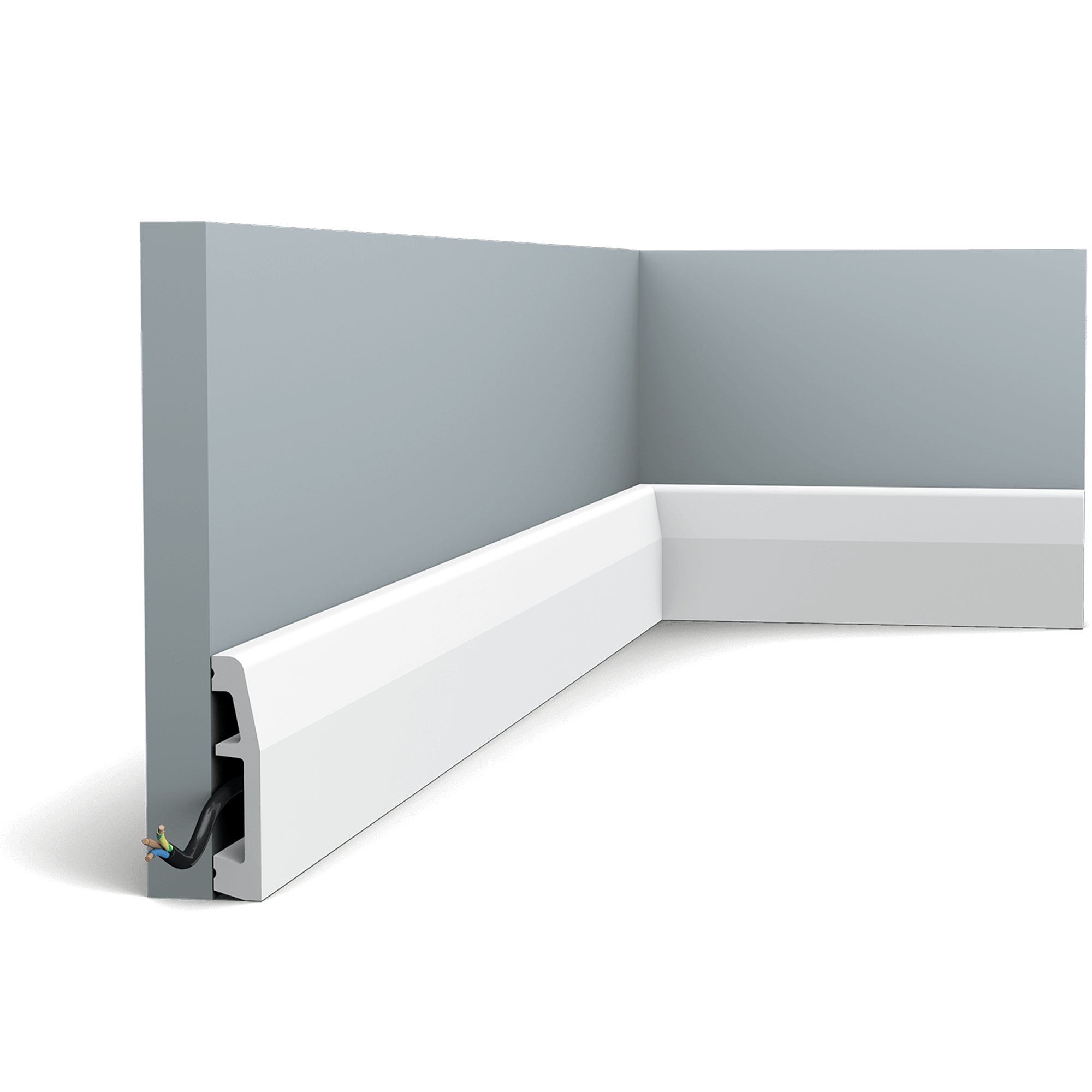 This minimalist skirting board with a slight angle provides a perfect finish for both modern and classic homes.