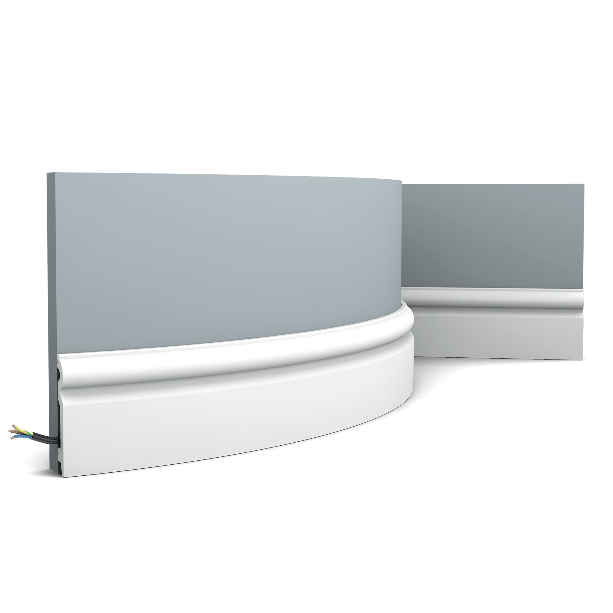 Flexible version of the SX137. This medium-tall, rounded profile provides your wall with an elegant finish. Thanks to its Flex technology, curved walls and surfaces are no problem. Installation remark: It is necessary to screw this profile on the wall. Flex Radius: R min = 40 cm