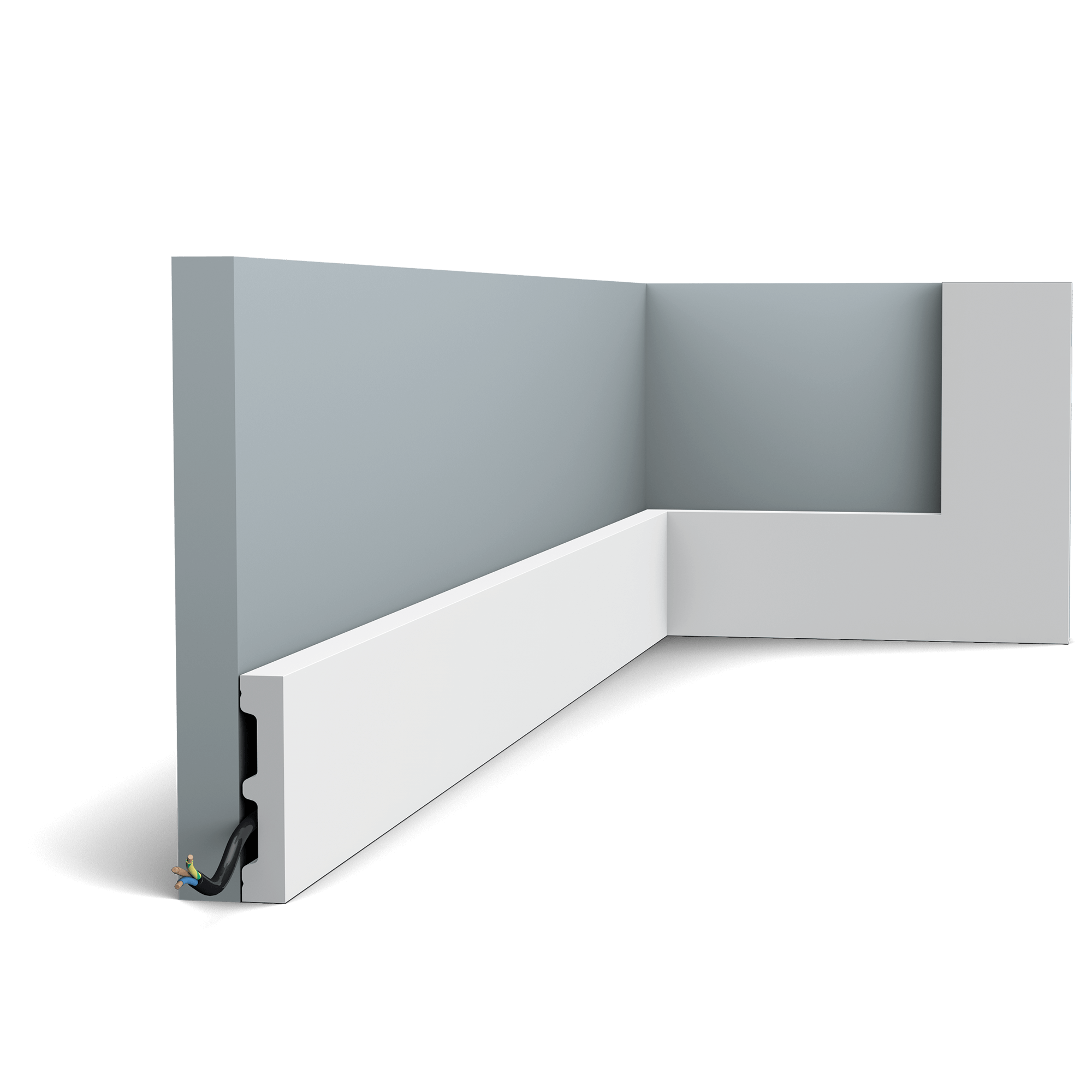 Our simplest skirting board is part of the SQUARE family. Use this multifunctional profile to fit your entire home with the same skirting board. All you need to do is select the correct size to fit your space.