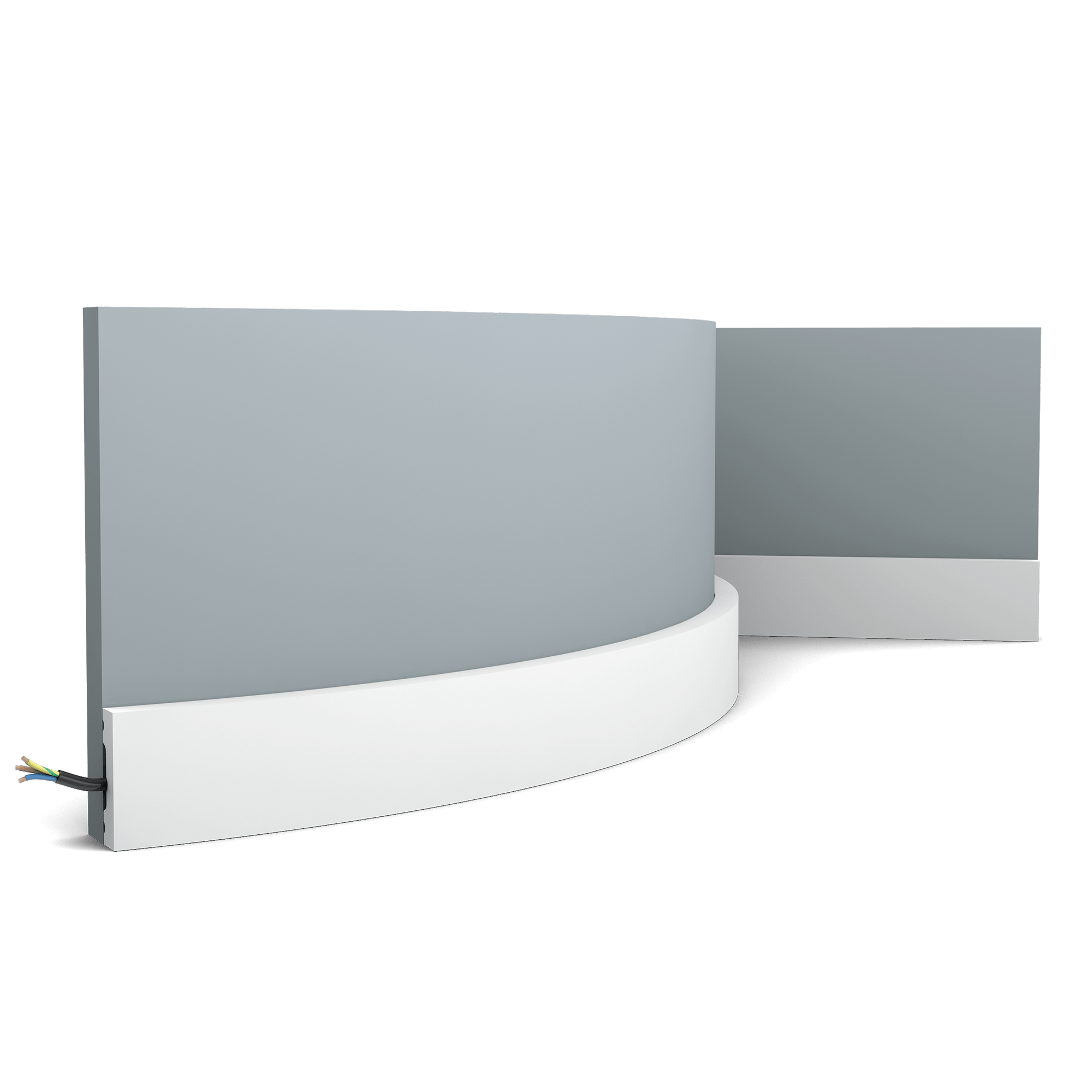 Flexible version of the SX162. Our simplest skirting board is part of the SQUARE family. Thanks to its Flex technology, curved walls and surfaces are no problem. Installation remark: It is necessary to screw this profile on the wall. Flex Radius: R min = 20 cm, R* min = 80 cm