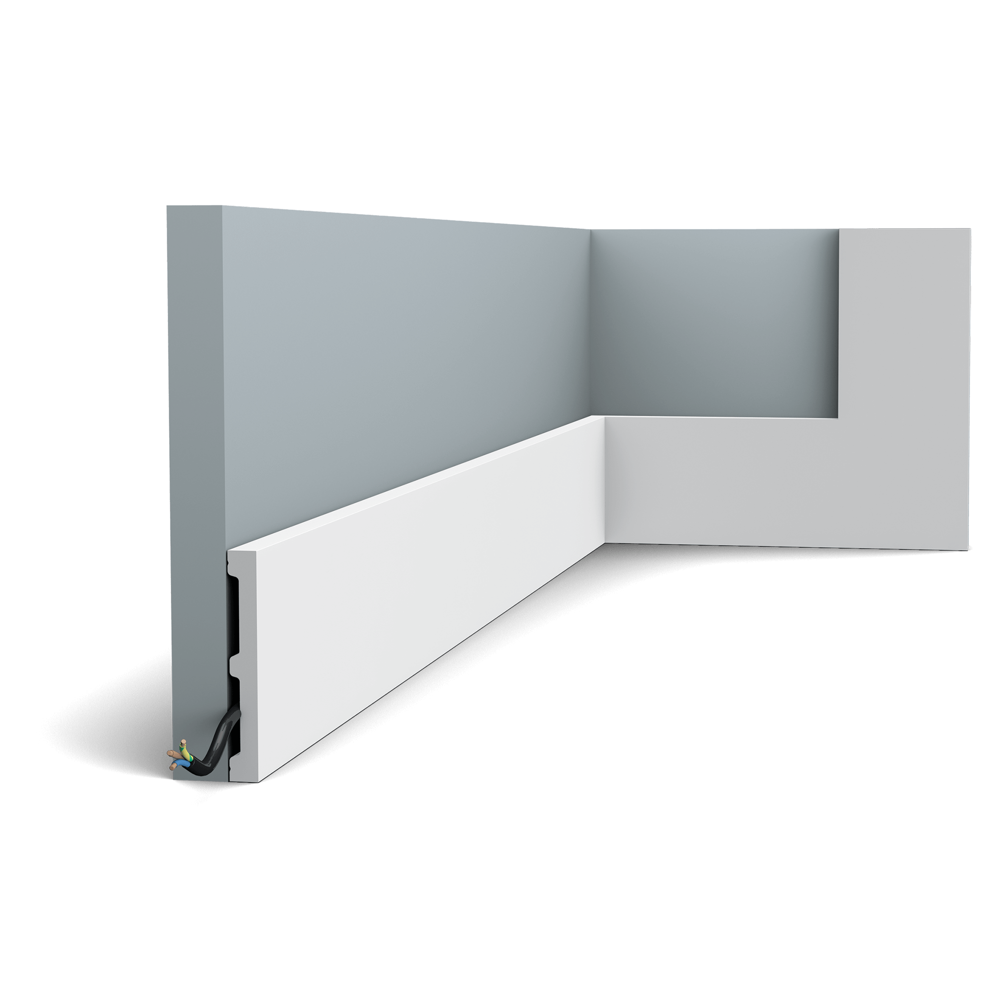 This large, simple skirting board is part of the SQUARE family. Use this multifunctional profile to fit your entire home with the same skirting board. All you need to do is select the correct size to fit your space.